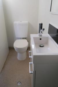 a bathroom with a white toilet and a sink at Manjimup Gateway Hotel in Manjimup