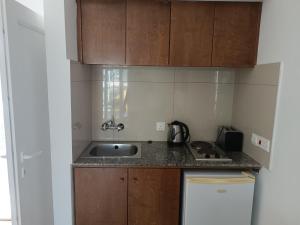 a kitchen with a sink and a counter top at Georgia Hotel Apartments in Protaras