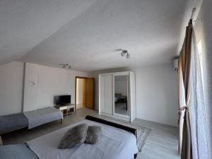 a bedroom with a bed and a mirror at BORIĆI in Bihać