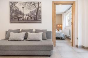 un salon avec un canapé et une chambre dans l'établissement Family Catedral Centro, à Grenade