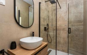 a bathroom with a white sink and a shower at Cozy Home In Linardici in Linardići