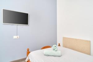 sypialnia z łóżkiem z telewizorem na ścianie w obiekcie Wonderful Villa Burriana Beach w mieście Nerja