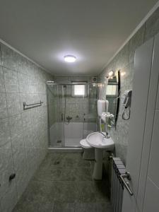 a bathroom with a shower and a toilet and a sink at Babiko DTM 037 in Čitluk