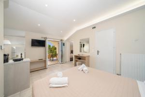 TV a/nebo společenská místnost v ubytování Filalithis Studios & Apartments