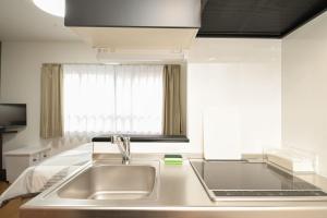 Kuchyň nebo kuchyňský kout v ubytování Evergreen hotel ichigaya