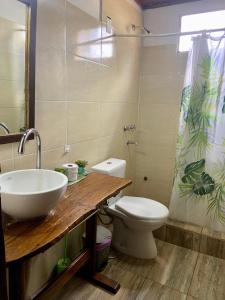 a bathroom with a sink and a toilet at Ámbar house apart Iguazú in Puerto Iguazú +24 photos