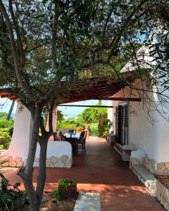 a porch of a house with a table and a tree at Villa Calipso in Taranto +24 photos