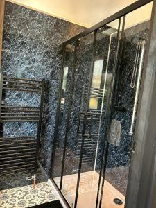 a shower with glass doors in a room at The Goodrington Sands- Apart Hotel in Paignton +66 photos