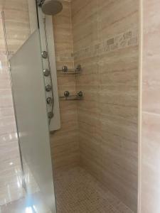 a bathroom with a shower with a glass door at Appartement Centre-Ville Propriano in Propriano +5 photos