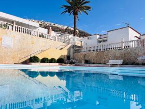 eine Villa mit einer Palme und einem Pool in der Unterkunft Villa Nautica Puerto Rico by Alquiler de Súeño in Puerto Rico de Gran Canaria