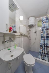 a bathroom with a toilet and a sink at Mijailovic apartmani PARKING WI FI AIR CONDITION FREE in Kaluđerac +66 photos