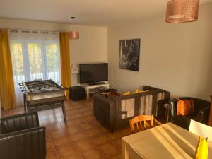 a living room with two couches and a television at Buxerioux Retreat in Châteauroux