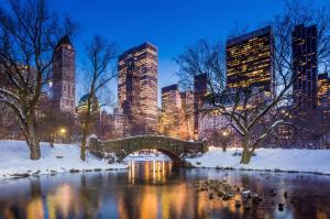 un pont sur une rivière dans une ville avec de grands bâtiments dans l'établissement The Pierre, A Taj Hotel, New York, à New York