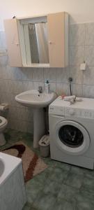 Un baño con lavadora y lavabo. en Apartments Cinderella with City View, en Mostar
