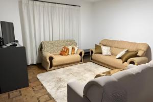 a living room with a couch and a chair at Large apartment in the center in Pomerode