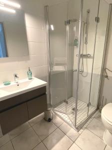 Ένα μπάνιο στο Ferienwohnung Alte Warft