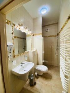 a bathroom with a sink and a toilet at Villa FOREST in Poznań +36 photos