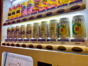 a refrigerator filled with lots of bottles of soda at Matsukisou"children under 6 years old not allowed" - Vacation STAY 36205v in Beppu