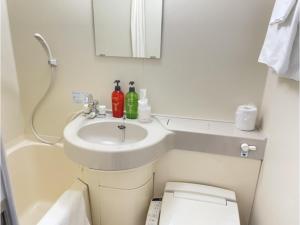 八戸市にあるHotel Tetora Hachinohe - Vacation STAY 38074vの洗面台とトイレ付きの小さなバスルーム +21枚の写真