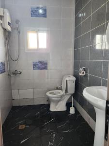 a bathroom with a toilet and a sink at Spacious and bright apartment in Yaoundé +2 photos