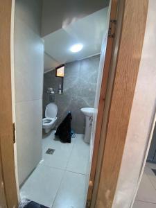 a bathroom with a toilet and a sink at Nabila Chalet in Sowayma +17 photos