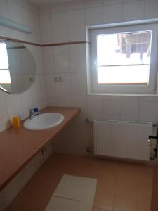 ein Bad mit einem Waschbecken und einem Fenster in der Unterkunft Apartment Leber in Ehrwald