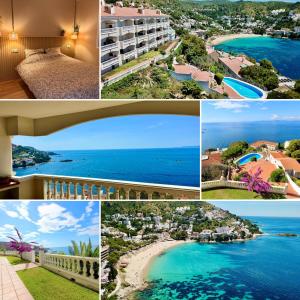 eine Collage mit Fotos eines Resorts in der Unterkunft Panoramic Cala Canyelles, Pool in Roses