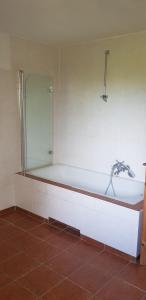 a bathroom with a bath tub with a shower at Großer Stern in Stoltebüll +20 photos