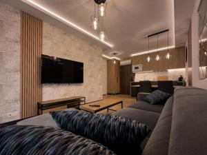 TV a/nebo společenská místnost v ubytování Bursztynowe Resort & SPA apartament 006