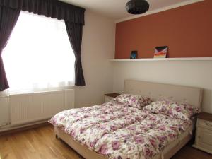 un dormitorio con una cama y una ventana en Bara ház, en Tvrdošovce