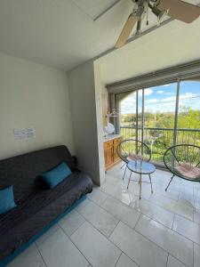 un salon avec un canapé et une table dans l'établissement Cap Confort, au Cap d'Agde