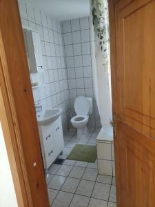 une salle de bains avec toilettes et lavabo dans l'établissement Guesthouse Nestoria Living, à Banja Luka 11 autres photos