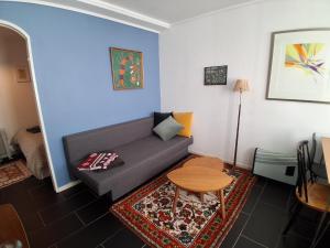 a living room with a couch and a table at Appartement calme et central sur Bergen in Bergen