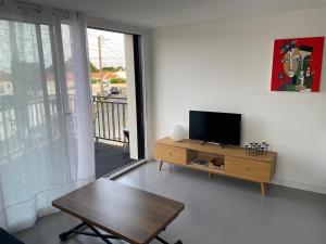 TV a/nebo společenská místnost v ubytování T3 duplex vue mer