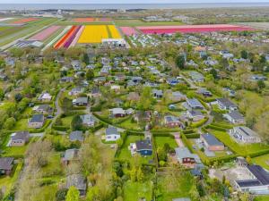 an aerial view of a suburb with tulips at Eureka 36 bungalow for 4-guests with garden in Sint Maartensvlotbrug