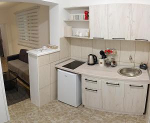 eine kleine Küche mit Spüle und Arbeitsplatte in der Unterkunft Tea23 in Kotor