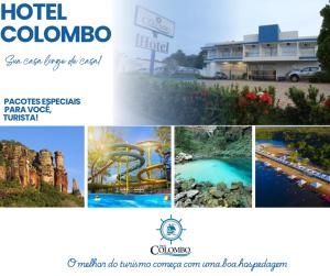 a collage of pictures of a hotel at Hotel Colombo in Barra do Garças