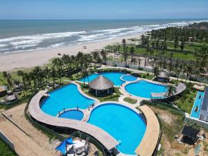 an aerial view of a resort with a beach at Casa Acapulco de mis amores Diamante in Acapulco
