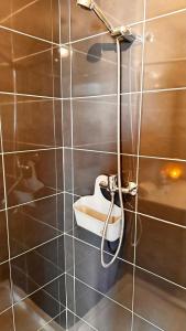 a bathroom with a shower with a toilet at Casa das Antas in Antas +76 photos