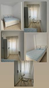 a group of four pictures of a room with a bed and a table at Jardines del Porvenir in Puerto Real