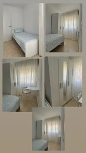 a collage of four pictures of a room with beds at Jardines del Porvenir in Puerto Real