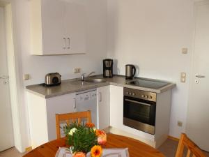 Kuchyň nebo kuchyňský kout v ubytování Cosy Apartment in Weißig with Garden