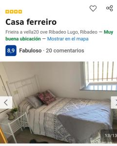 a bedroom with a bed and a window at Casa ferreiro in Ribadeo