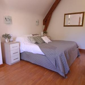 a bedroom with a bed and a dresser and a mirror at CHATEAU DE LACOMTE COUNTRY CLUB in Carlucet +8 photos