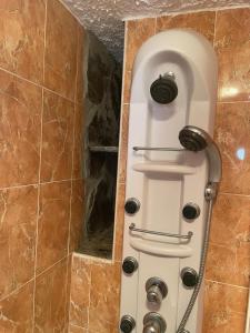 a shower in a bathroom with a shower at Casa das Cerejeiras in Pomares +22 photos