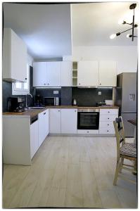 Kuchyň nebo kuchyňský kout v ubytování Theasis Sifnos Apartments