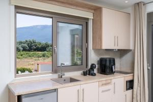a kitchen with a sink and a window at Maera Apartments in Sami +151 photos