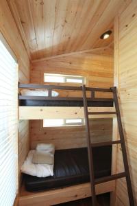 a cabin with two bunk beds in it at Lake Conroe Two-Bedroom Cabin 13 in Willis