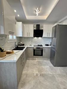 Kuchyň nebo kuchyňský kout v ubytování Korithis Apartment
