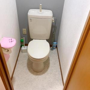 a bathroom with a toilet with a candle on top of it at 華宝民泊1 in Osaka